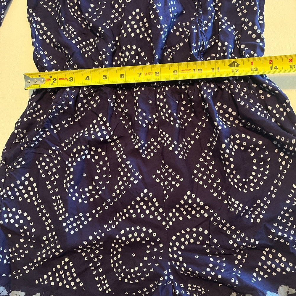 Sanctuary Women's Navy and White Geometric Romper Tie-Back Small - Picture 5 of 14